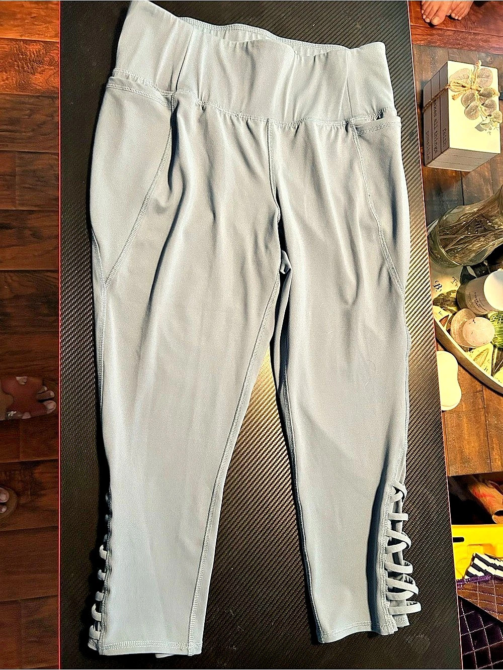 Lane Bryant Livi Lace-Up Hem Leggings in Gray Size Large
